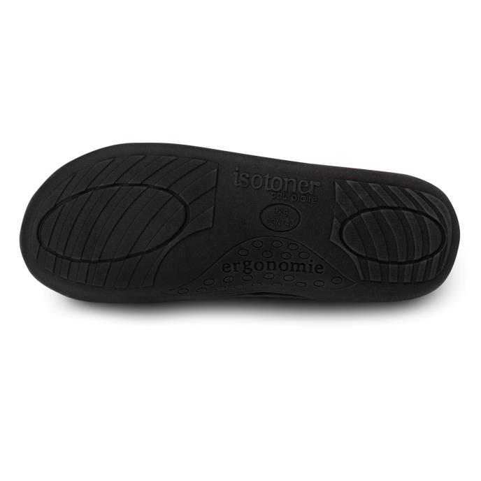 Isotoner Mens Velour Closed Back Slipper With Velcro Opening Black Extra Image 5